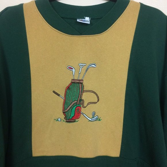 Golf Sweatshirt Embroidered Green Mens XL Clubs - Picture 2 of 6